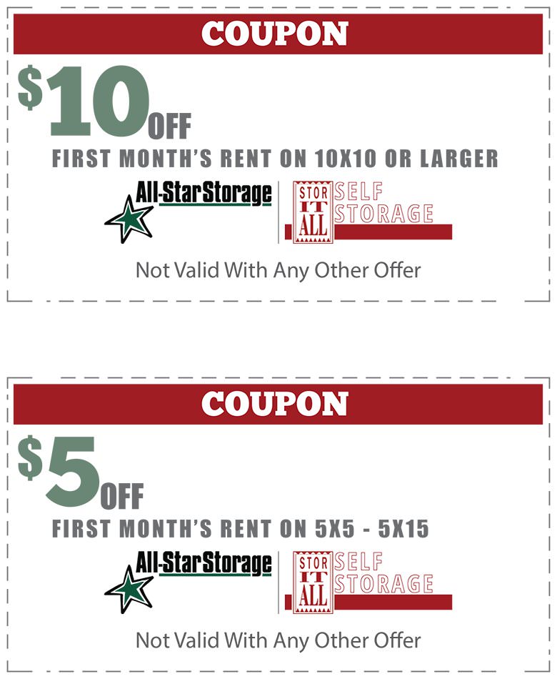 All-Star Storage & Stor-It-All Self Storage Coupons